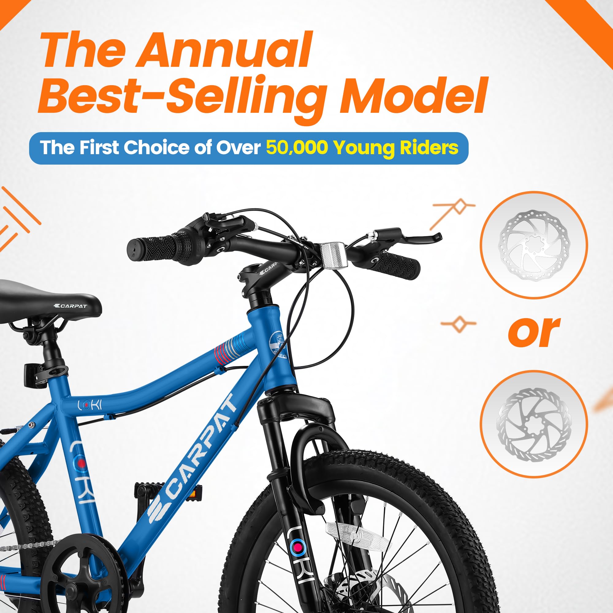 20 Inch Kids' Bike, Boys Girls Mountain Bike Ages 8-12, 7 Speed Teenager Children Kids' Bicycles, Front Suspension Disc Brake Rear V-Brake, High Steel Frame (Blue)