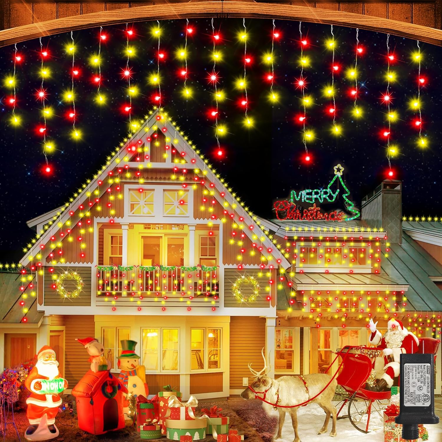 33FT Christmas Lights Outdoor, 400 LED Outdoor String Lights Waterproof Plug in with 8 Modes & Timer, Christmas String Lights for Tree Party, Garden, Holiday Decorations?Red+Warm White? Red+Warm White 33FT 400LED