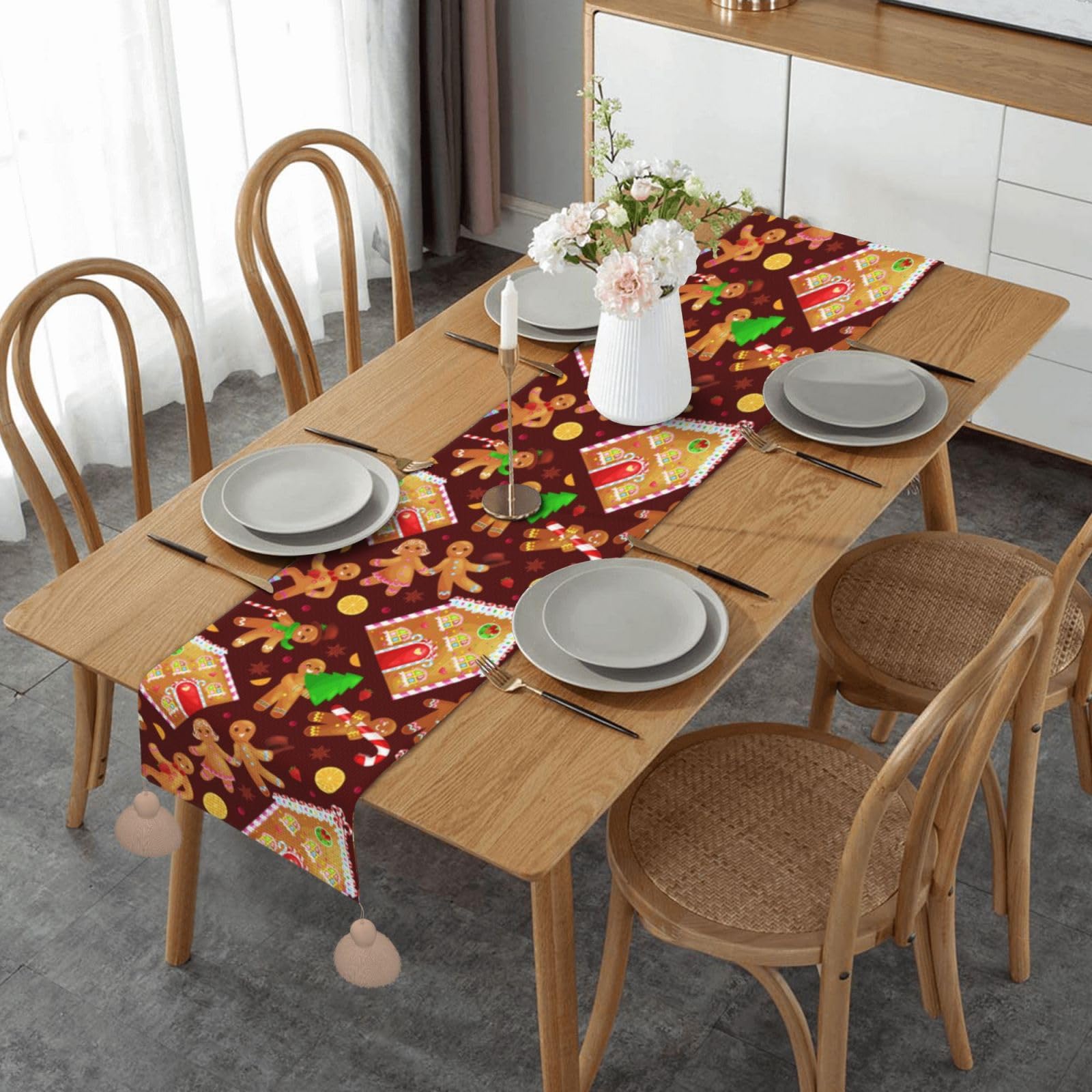 Chemin de table antidérapant contre les taches et la chaleur pour repas de fête