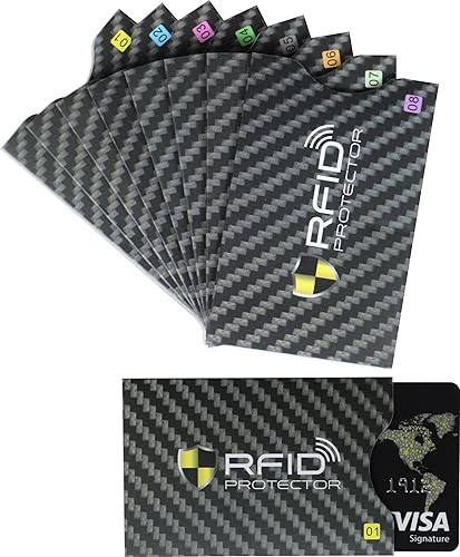 Juego de 8 fundas de bloqueo RFID, 8 protectores de tarjetas de crédito, protección contra robo de identidad, fundas seguras para hombres y mujeres,