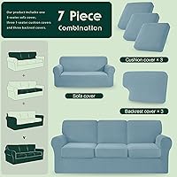 Vista 313 de CHUN YI - Funda elástica para sofá (7 piezas), funda para sofá de 3 plazas con tres respaldos y cojines separados con banda elástica, tela jacquard