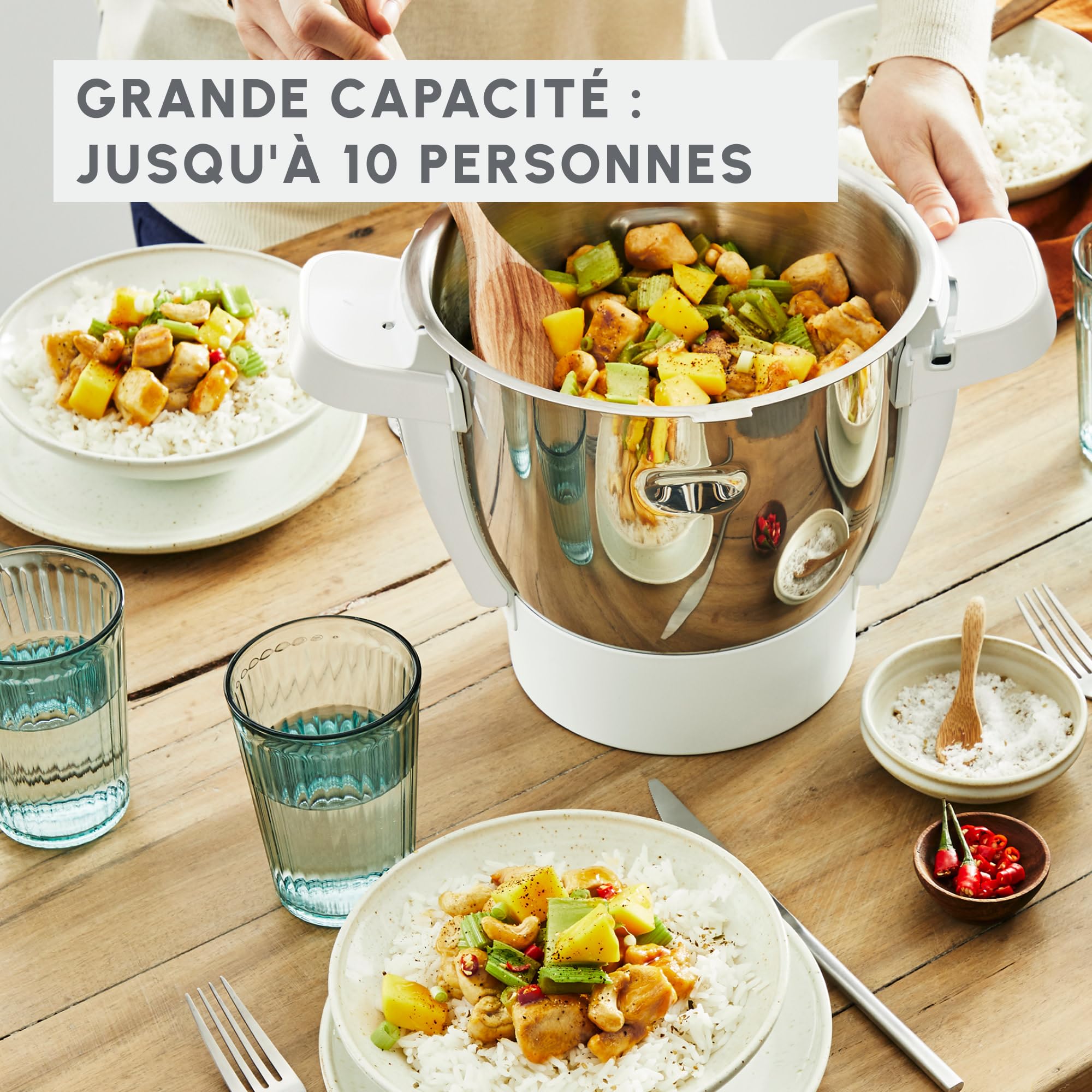 Moulinex, Companion, Robot cuiseur, 14 fonctions, Capacité XL 10 personnes, Gris, Fabriqué en France, Acc découpe légumes, YY5778FG
