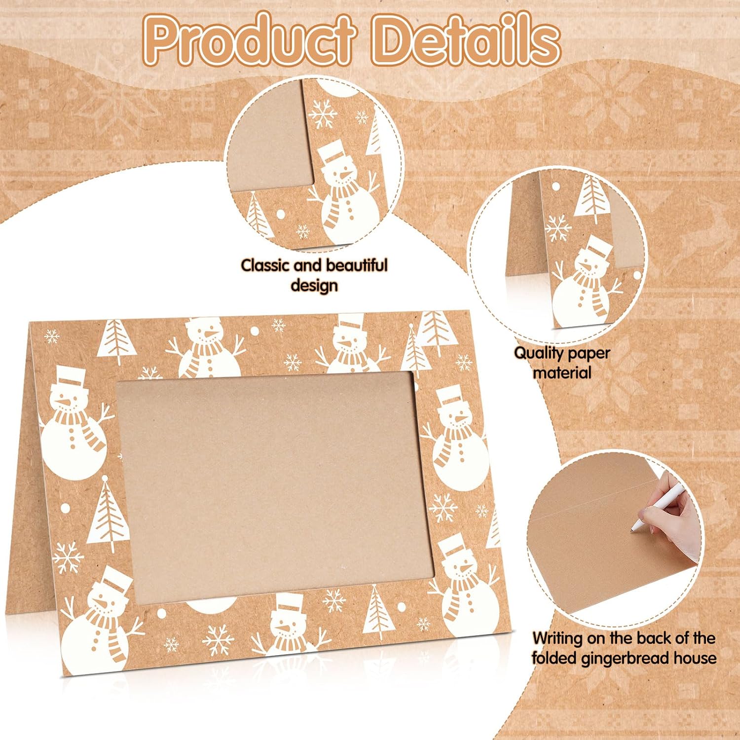 Mooliwe 48 Sets Christmas Photo Cards with Envelopes Stickers Christmas Cards with 4 x 6 Photo Insert Picture Frame Holders for Xmas Holiday Greeting Supplies (Simple,Brown,48 Sets)