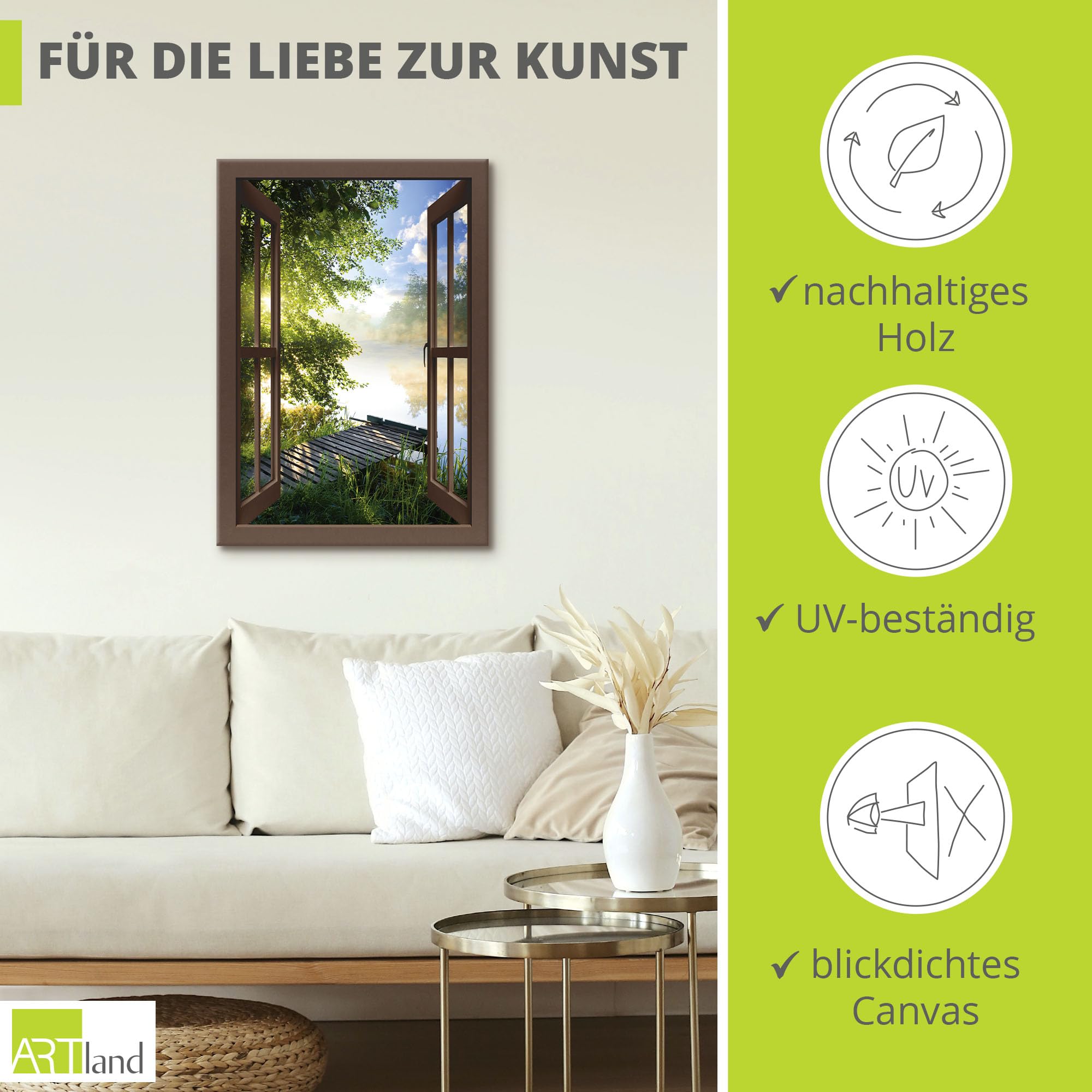 ARTland Wandtattoo 60x80cm Natur Wald Landschaft - Selbstklebende Vinylfolie