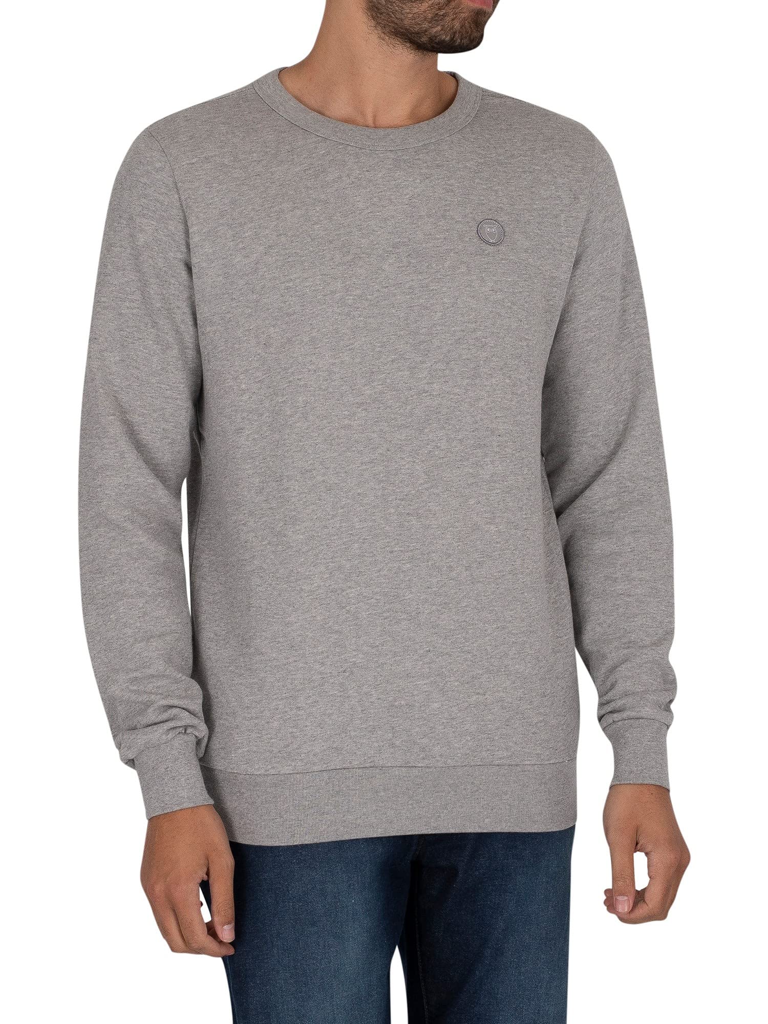 KnowledgeCotton ApparelMen's Basic Badge Sweatshirt, Grey, L
