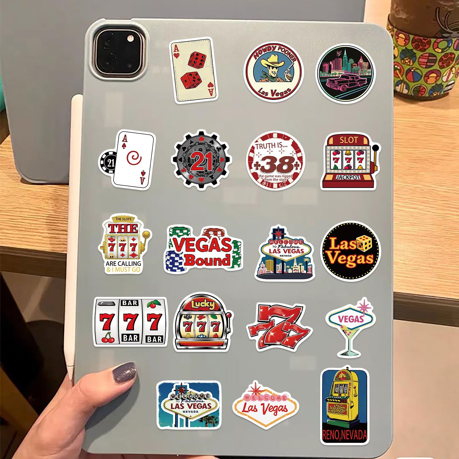 Las Vegas Stickers 50 Pcs Vinyl Cartoon Funny Gambling Stickers for Laptop Skateboard Helmet Phone Computer Water Bottle Car Bike Luggage,Waterproof Aesthetic Nevada Travel Sticker for Adults Teens - Image 4