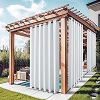 Vista 38 de NICETOWN 2 Paneles de Cortinas para Exteriores Extra Anchas Impermeables y a Prueba de Viento, Bordes Superior e Inferior con Ojales Antióxido