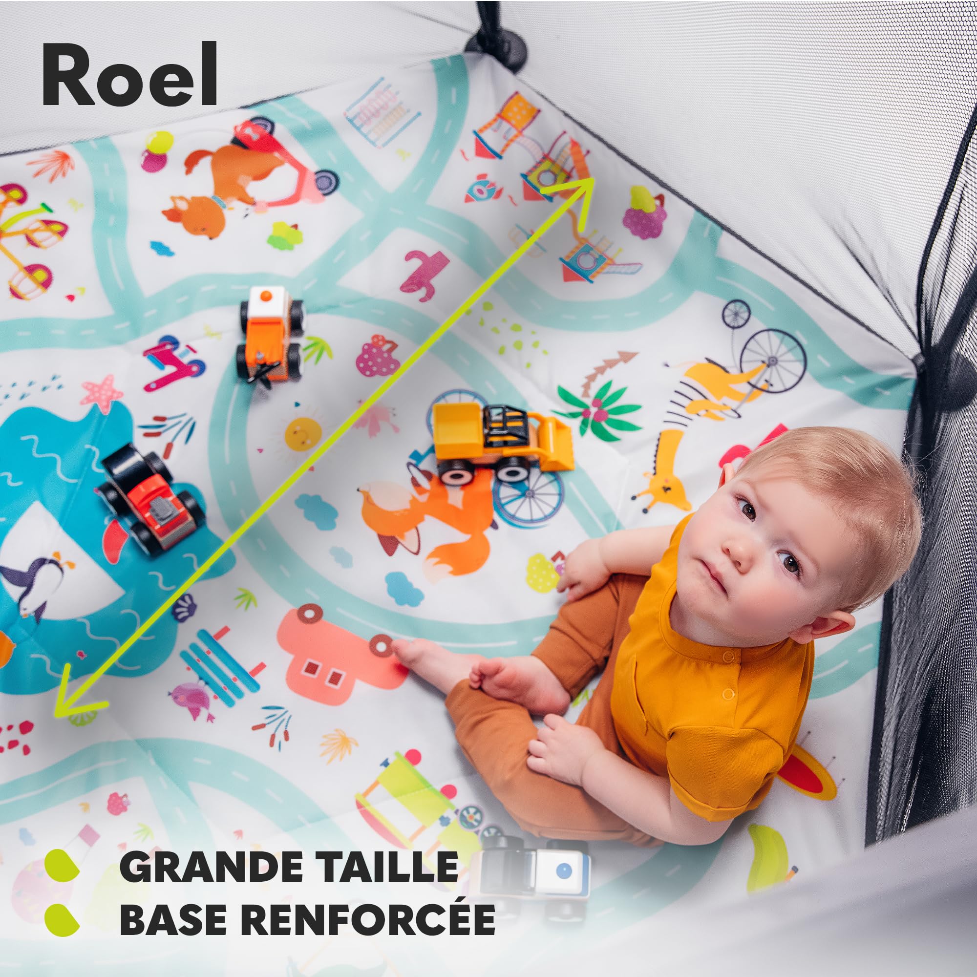 LIONELO Roel, parc bebe, pliant, de grandes 135x118x83 cm, protection anti-pliage LockGuard, lit bébé, mobiles, parcs, tapis de jeu, grand et stable, fond renforcé (BLUE NAVY)