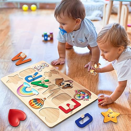 Miniatura 2 de PENDELY Rompecabezas de nombres para niños pequeños de 1 a 3 años, rompecabezas de nombre personalizado, regalo personalizado para bebé,