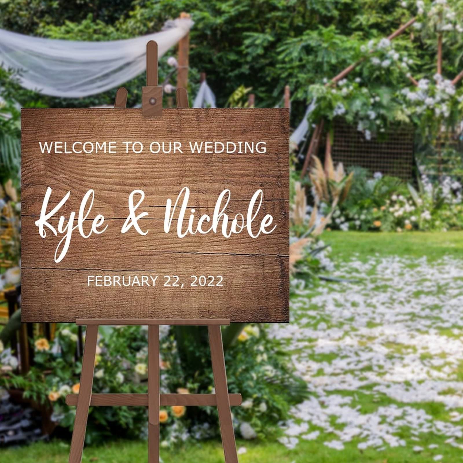 Hochzeits-Willkommensschild – Welcome to Our Wedding – Holz-Hochzeitsschild – rustikale Hochzeitsdekoration, 40,6 x 50,8 cm