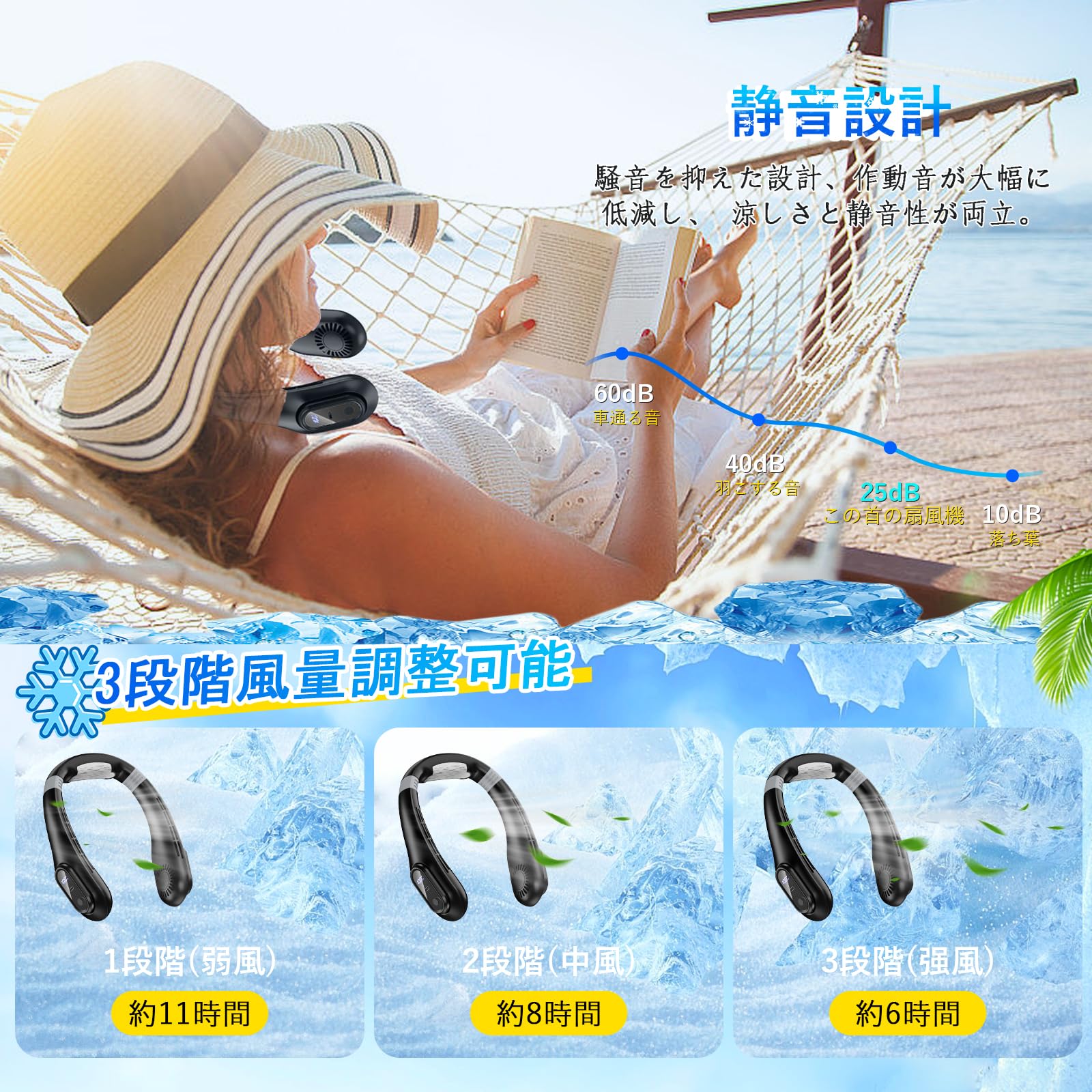 Amazon | ネッククーラー【2026年夏日限版】Seefox 首掛け扇風機 涼感