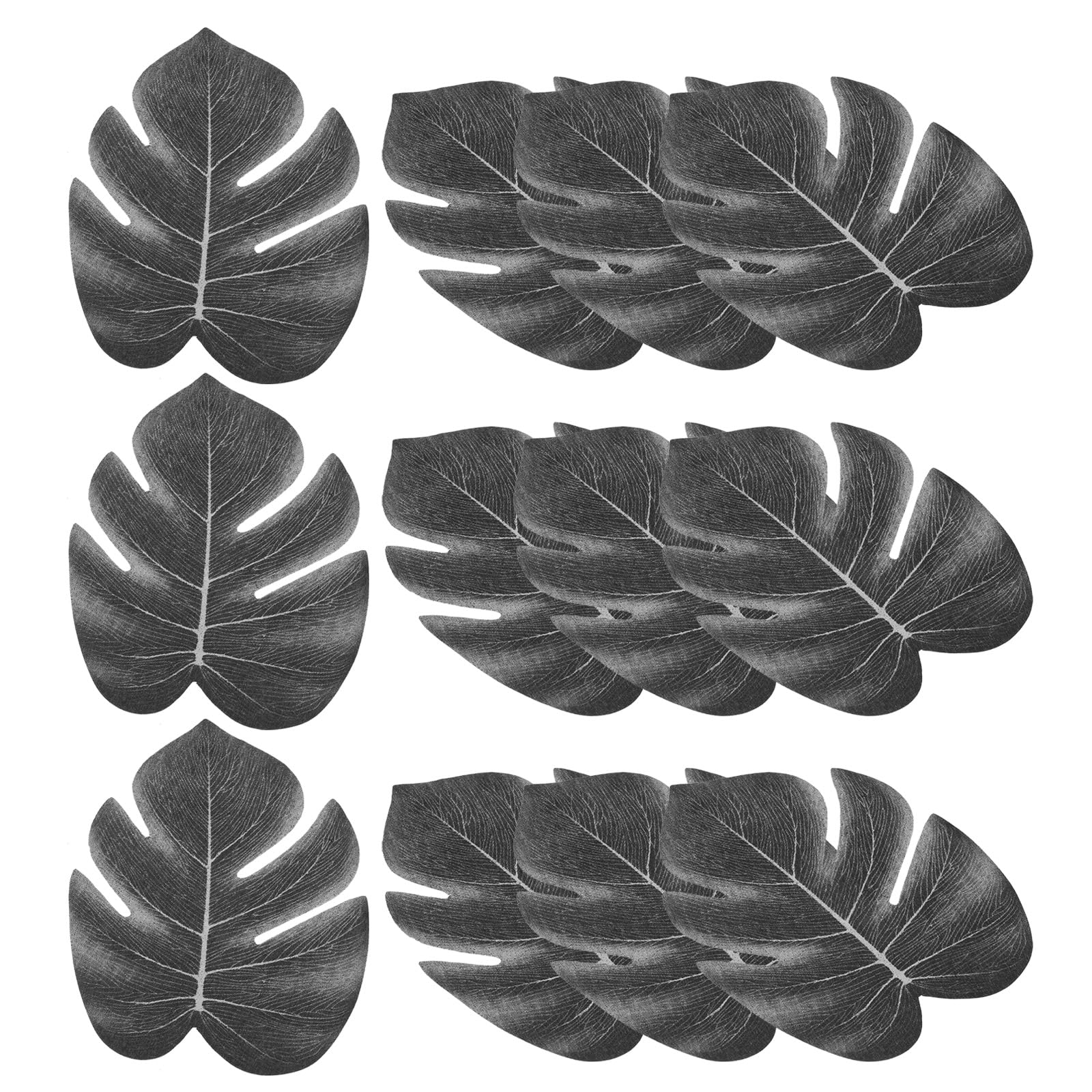 PATIKIL 6" Black Palm Leaves, 24 Pack Artificial Palm Leaves Faux Palm Fronds Fake Palm Leaf Simulation Tree Leaves for Home Hawaiian Jungle Beach Party, Style 23