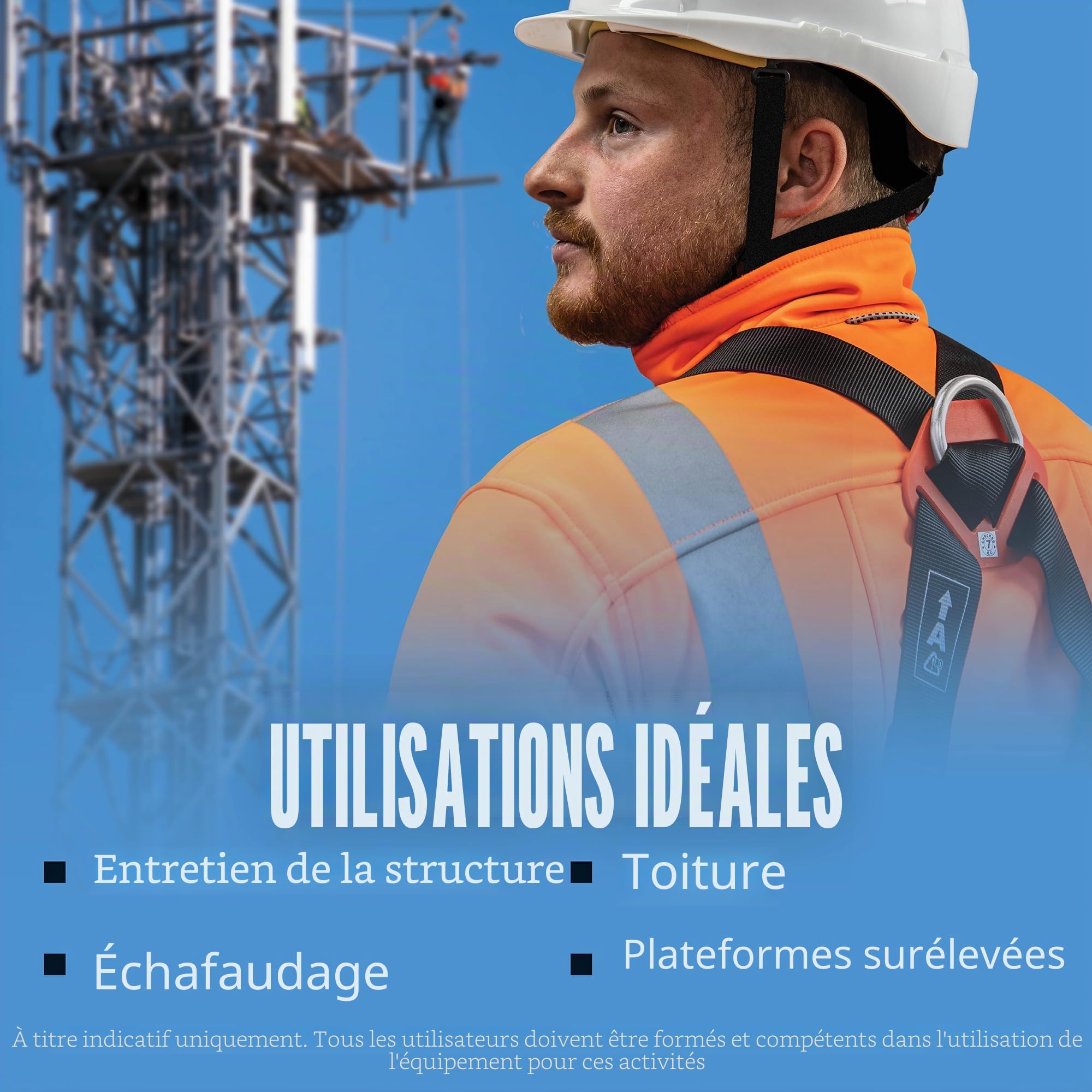 JSP SPARTAN Kit Antichute - Noir - Taille Unique - Sécurité en Hauteur - Harnais et Baudrier Sécurité Antichute pour Toiture, Échafaudage, Plateformes et Maintenance - EN 361 & EN 355