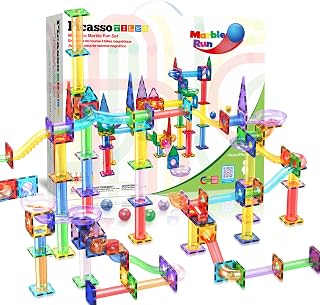PicassoTiles PTG150 150pc Magnetic Marble Run Set - STEM Toy with Slides, Ramps, Tubes for Kids 3+ Building Creativity