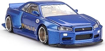 Kaido House Nissan Skyline GT-R R34 Kaido Works Shinjuku V2 by Mini GT in Blue 158