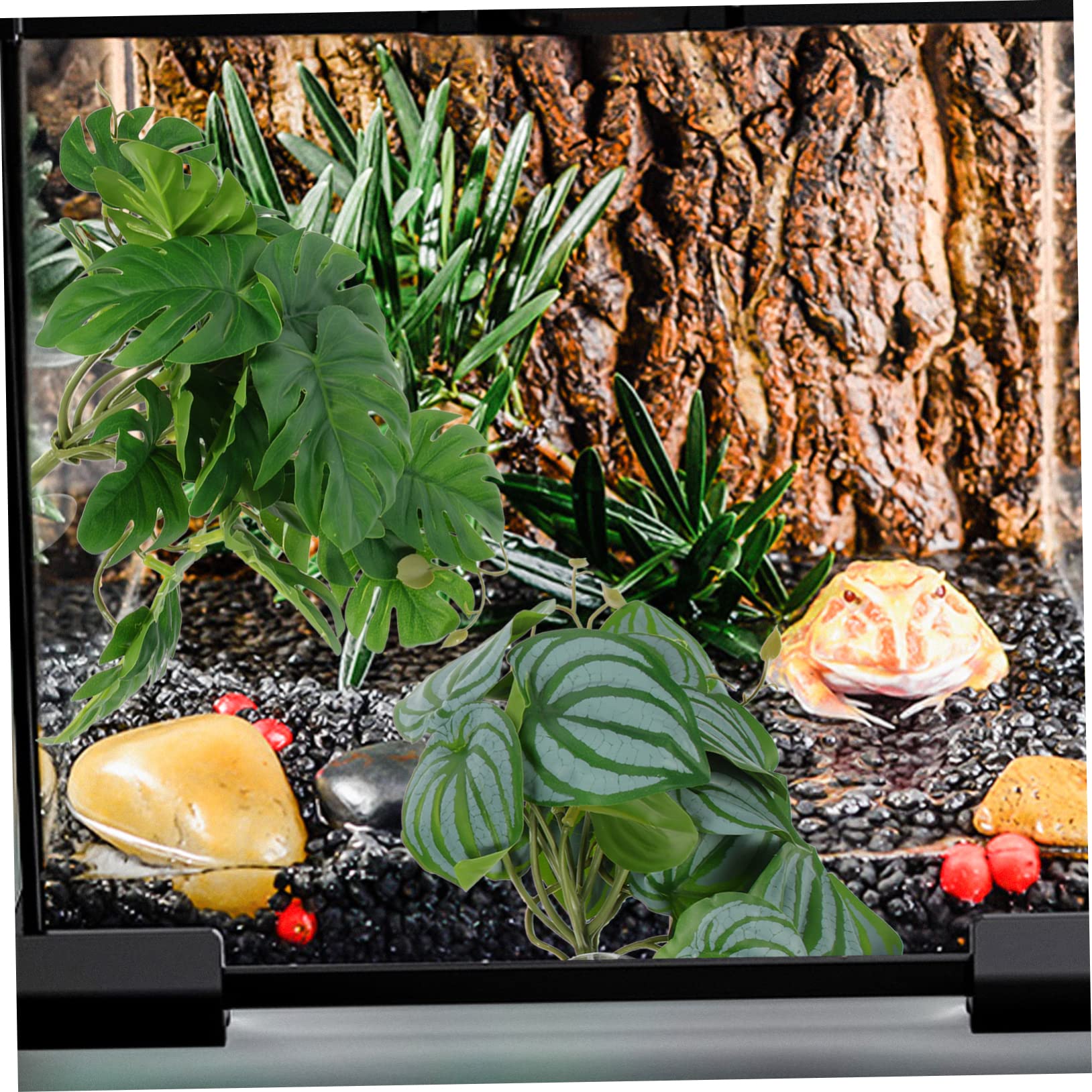 Housoutil 4 Sets Künstliche Reptilienpflanzen Für Tank Gefälschte Aquarium Baumpflanze Dekorative Pflanzenornamente Für Reptilien 2 Stück * 4