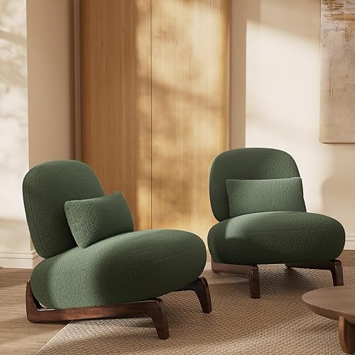 Vista 14 de Morden Fort Juego de Sofá Cloud de 2 Piezas, Juego de Sofá Moderno Sherpa Boucle con Patas de Madera, Sofás Cómodos Tapizados Minimalistas Amigables