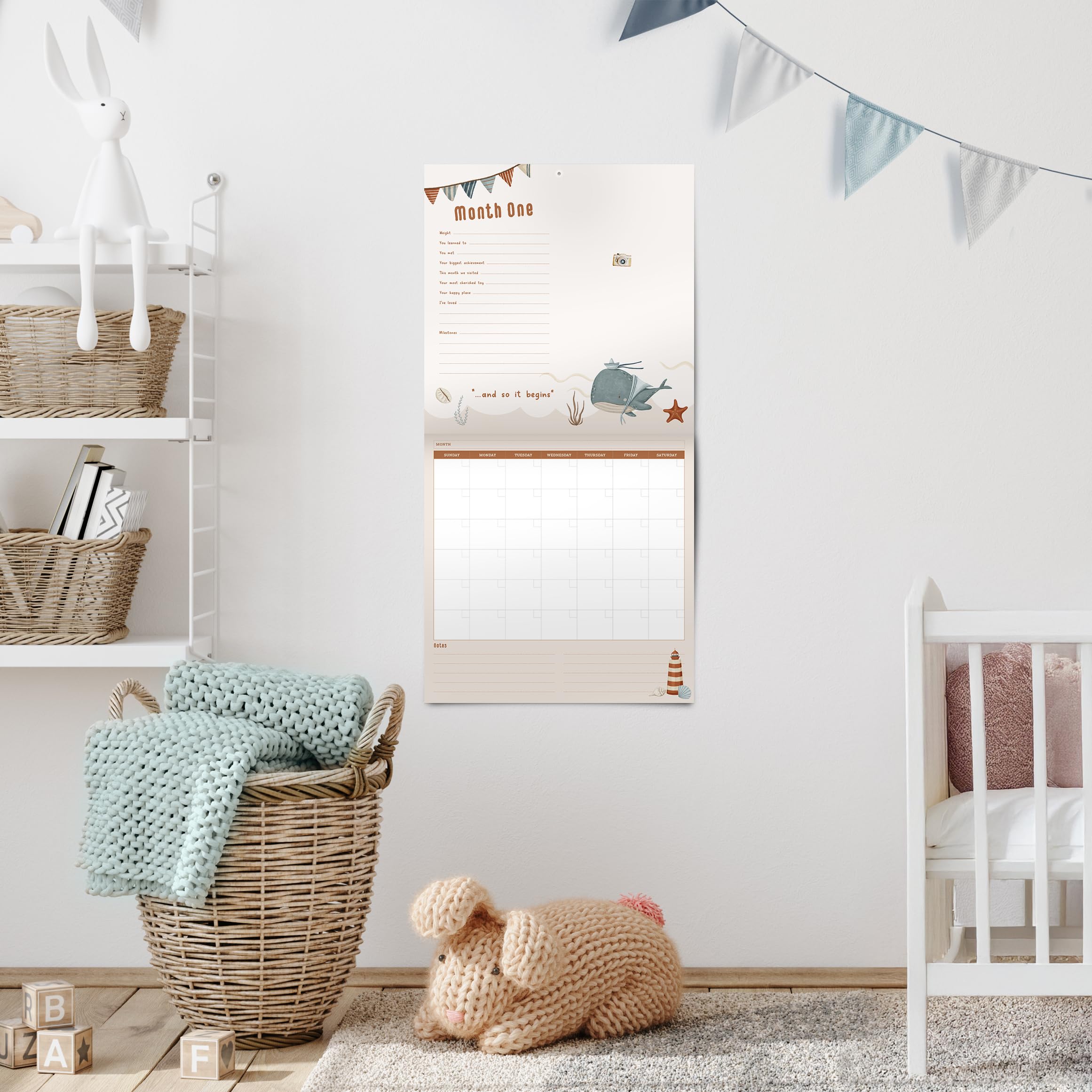 Erinnerungsbuch für das erste Jahr & 1. Jahreskalender mit 100 Aufklebern | Baby erstes Jahr Kalender mit Aufklebern & Kalender für das 1. Jahr, Baby Tracker