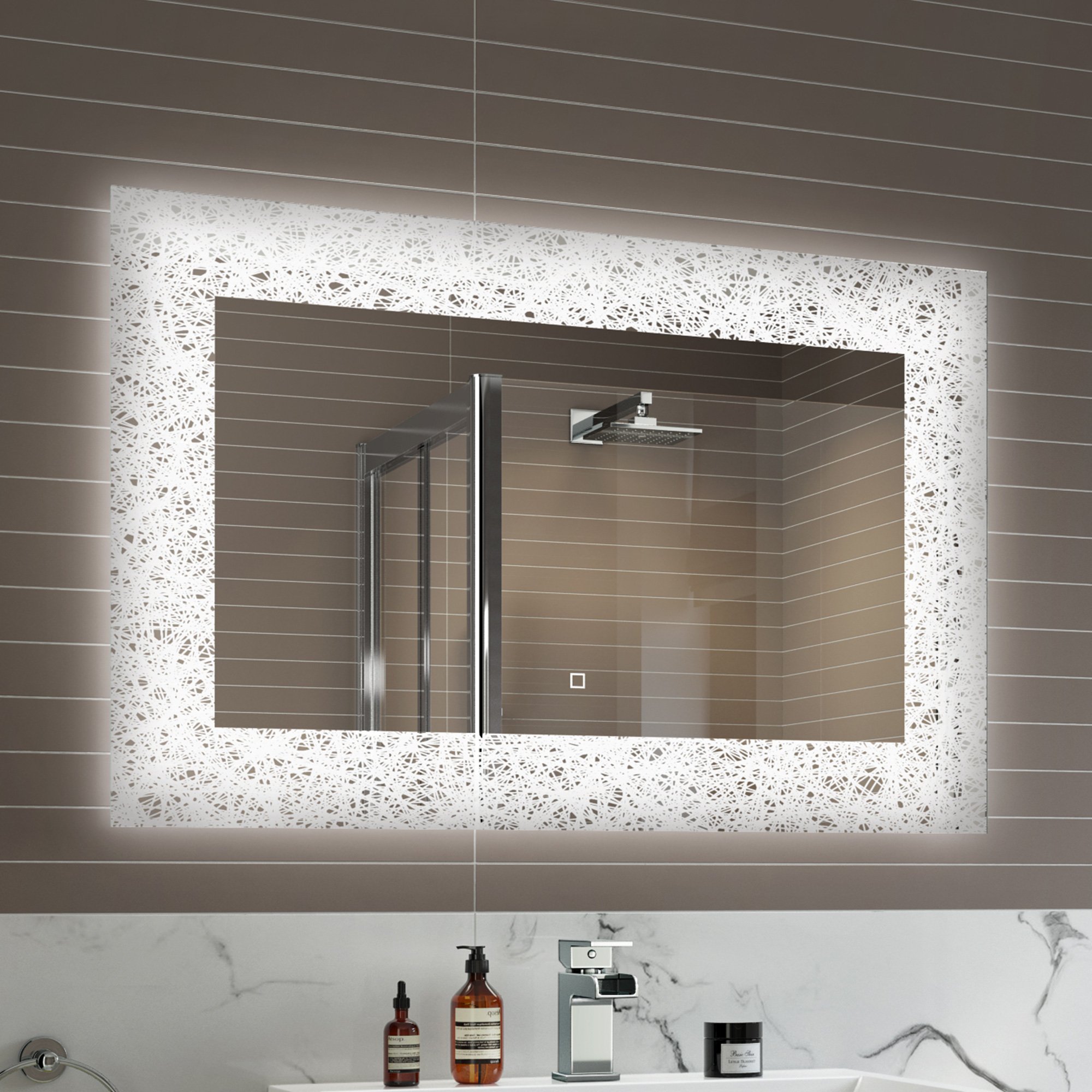Miroir salle de bains capteur contre buée buée 90 x 60 cm