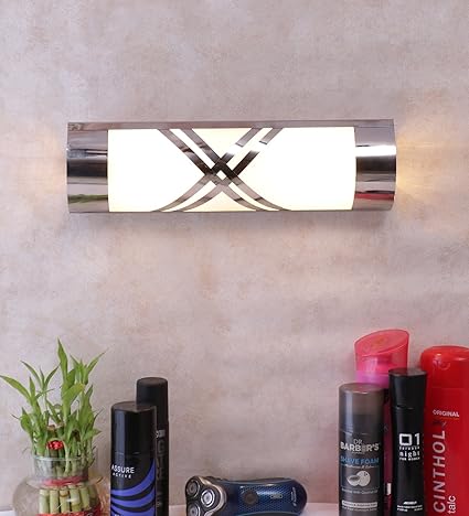 Off White Steel & Glass Bathroom Light by Devansh for Wash Basin/Mirror