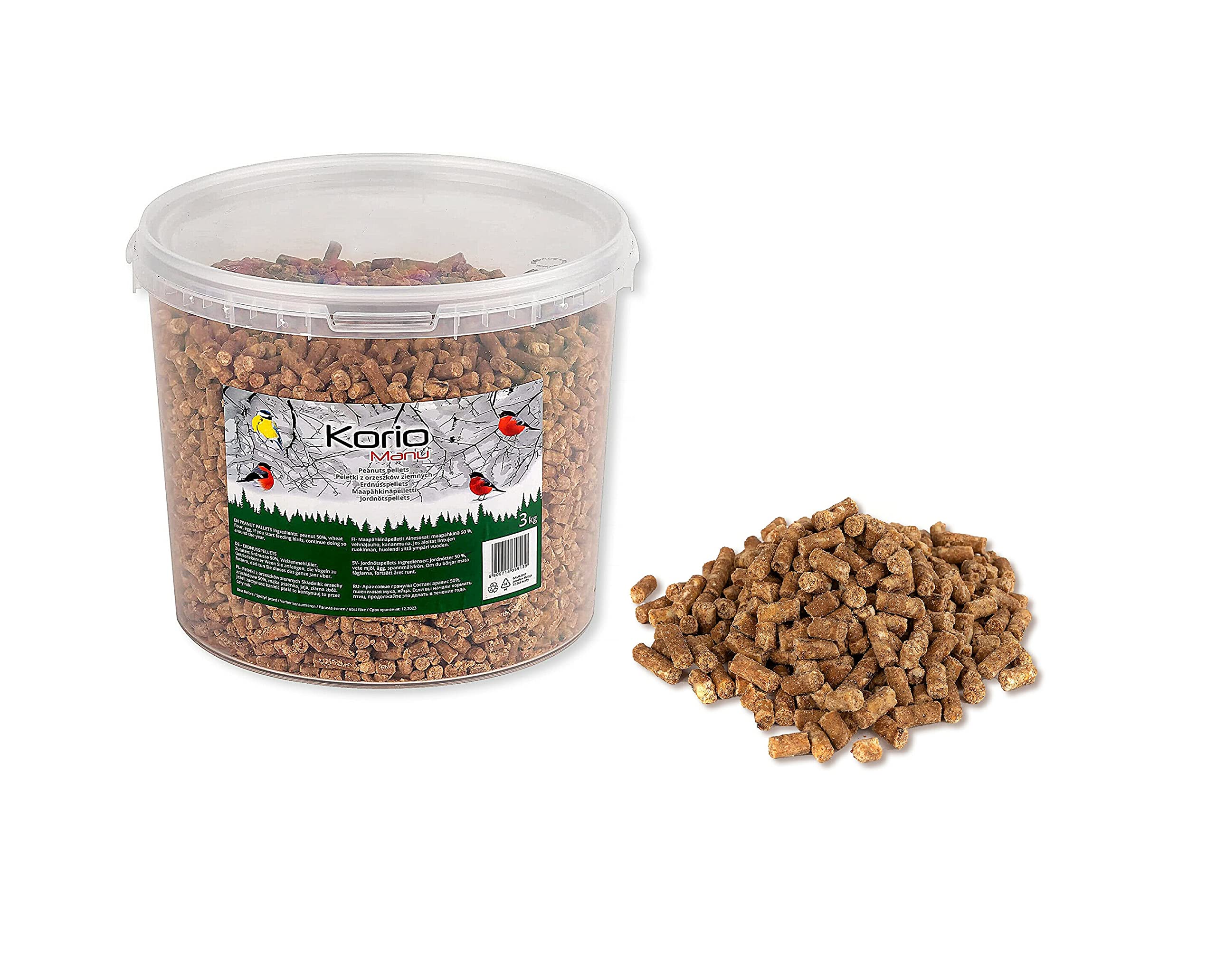 Agritrade AK 3kg - Peanut Pallets/KORIO Manu Wild Bird & Squirrels Food Chopped Peanuts For All Year Round Feeding