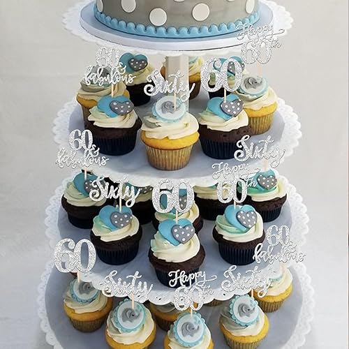 Miniatura 10 de Rsstarxi Paquete de 24 adornos para cupcakes de 21 cumpleaños con purpurina dorada del número 21 y 21 fabulosas selecciones de cupcakes para