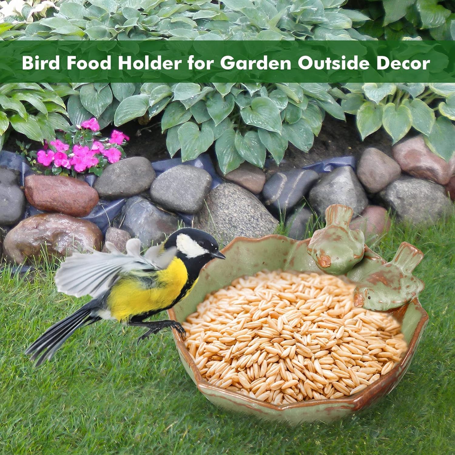 Alimentatori Mangiatoia in Ceramica Retro Mangiatoia per Uccelli Selvatici Vassoio Mangiatoia per Uccelli per Decorazione Esterna e Giardino Cortile per osservatori di Uccelli Vogelvoeders