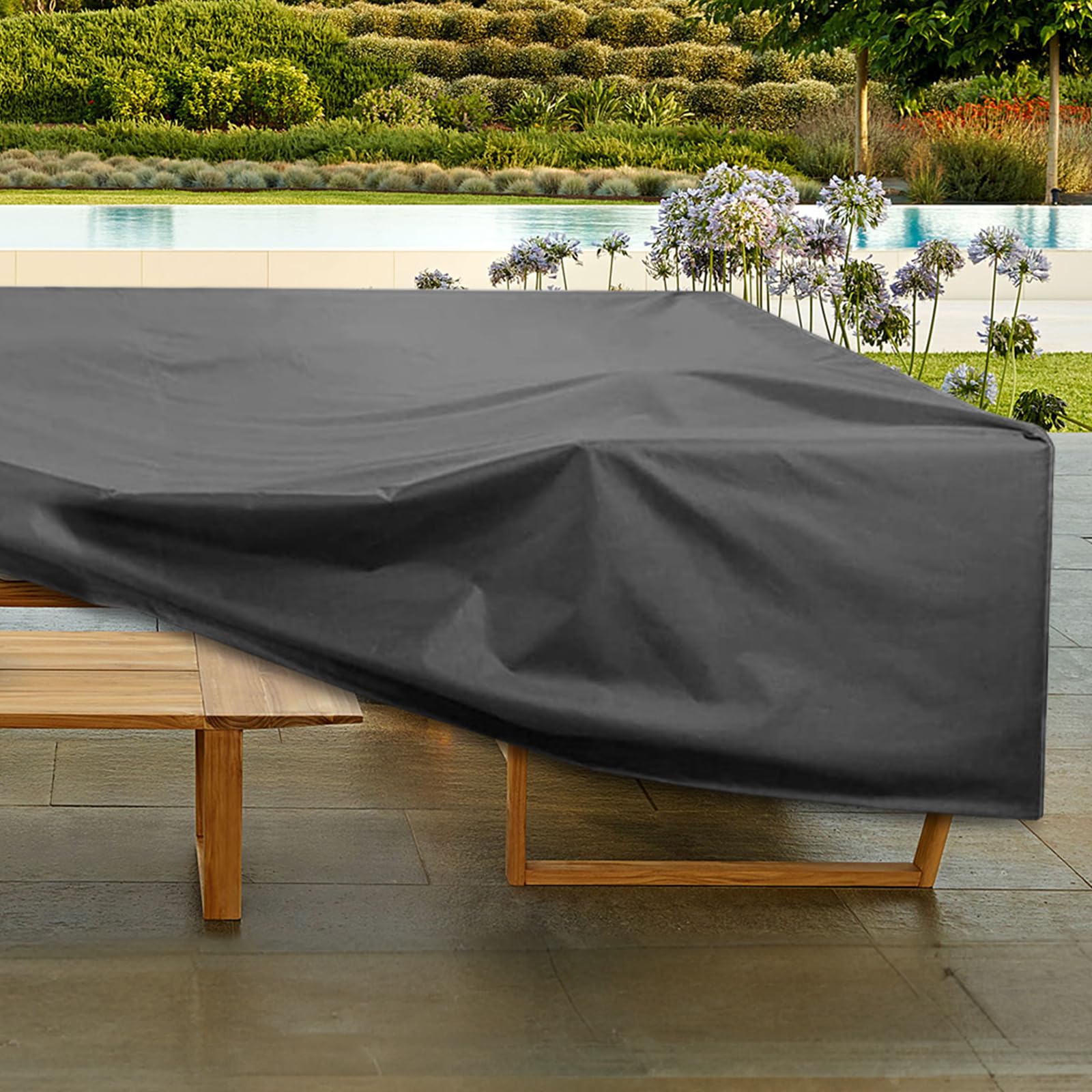YuYo Copertura Mobili da Giardino, 420D Oxford Copertura Tavolo Esterno, Copertura per Tavolo Giardino Impermeabile Anti-UV Antipolvere Protezione Tavoli e Sedie, Copritavolo Rattan 150x90x75CM