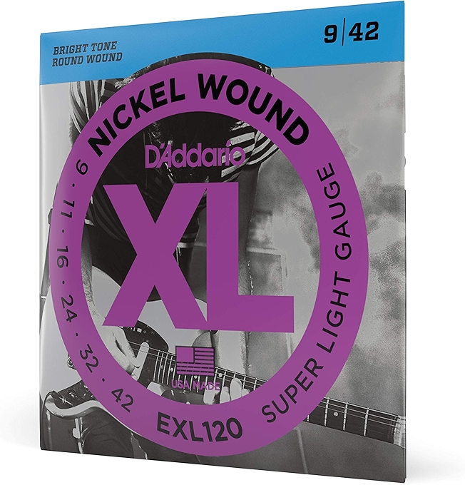 D'Addario EXL120 镍包电吉他弦 超轻套弦 亮音持久 抗腐蚀 高磁输出 平衡张力