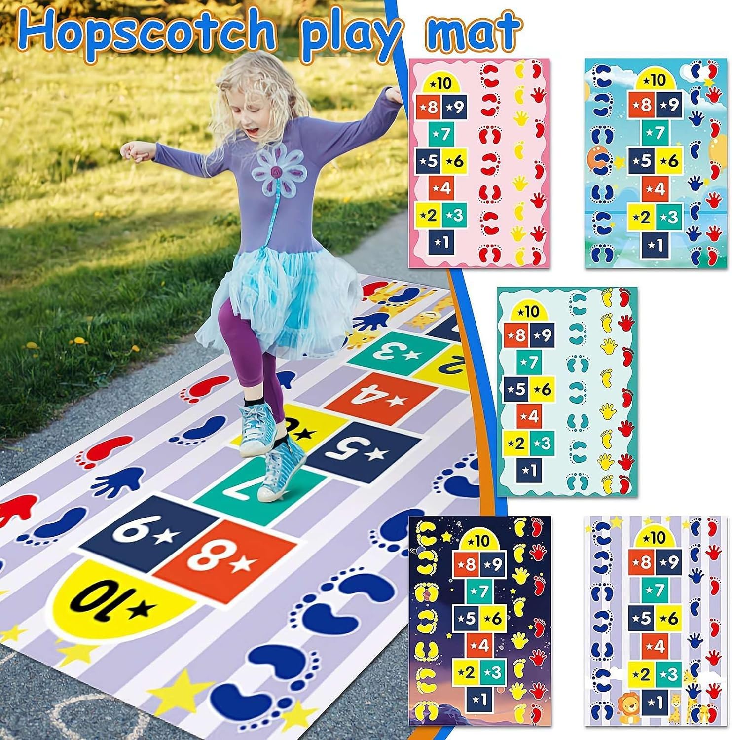 Slippery Hopscotch for Adults Kids, Hopscotch Outdoor Game, Kids Hand and Feet Game, Kids Jumping Carpet Mat, Slippery Hopscotch Game for Adults, Hopscotch Mat for Kids Outdoor