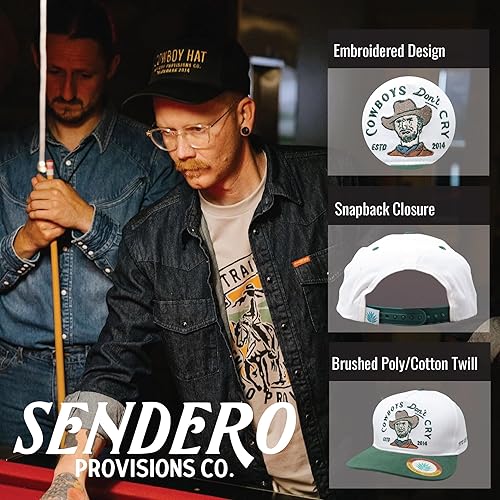 Miniatura 2 de Sendero Provisions Co. WhiteGreen Cowboys Don't Cry Outdoor Snapback Hat
