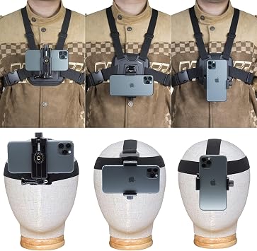 Suptig Phone Chest Mount, Phone Head Mount Compatbile for iPhone, Phone, GoPro Hero 13, Hero 12,11,10, 9, 8,7, 6, 5, 4, 3,2, 1,Gopro max2, AKASO, DJI Osmo, Insta 360 Action Cam