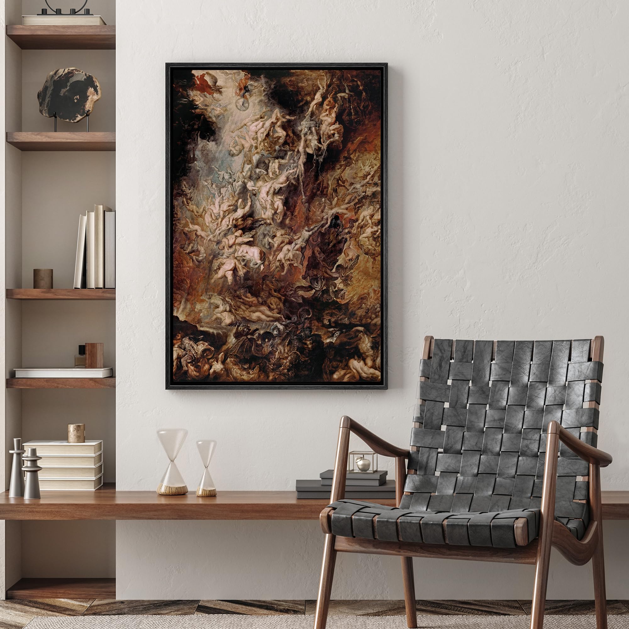 wall26 - Oil Painting of Fall of The Rebel Angels by Peter Paul Rubens - Baroque Style - Hell, Heaven, Catholic, Christianity - Framed Canvas Art Home Art - 24
