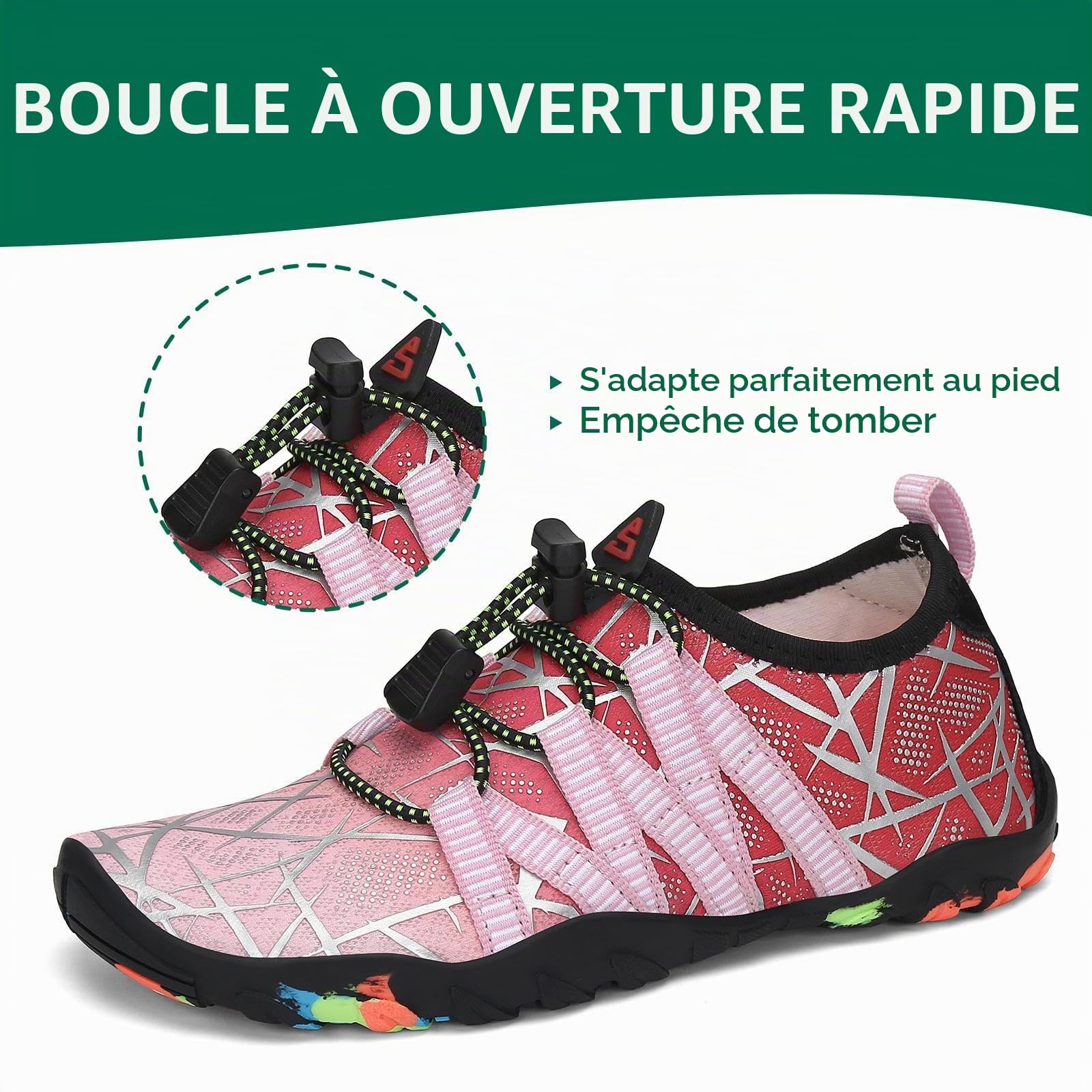 SAGUARO Chaussures Aquatiques Enfant Chaussure d'eau Garçon Fille Chaussures de Plage Respirant Chaussures Piscine Chaussures Mer pour Surf Plongée Nautiques Baignade,GR 24-36 EU
