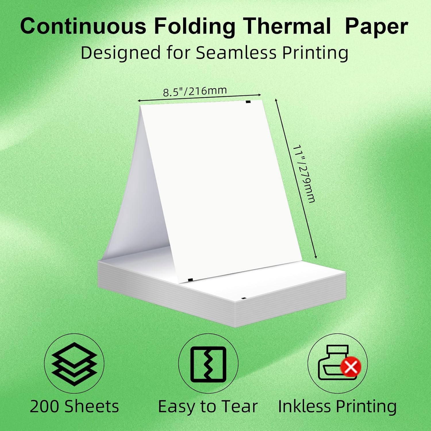 Bagana Printer & 200 Sheets 8.5" x 11" US Letter Thermal Paper