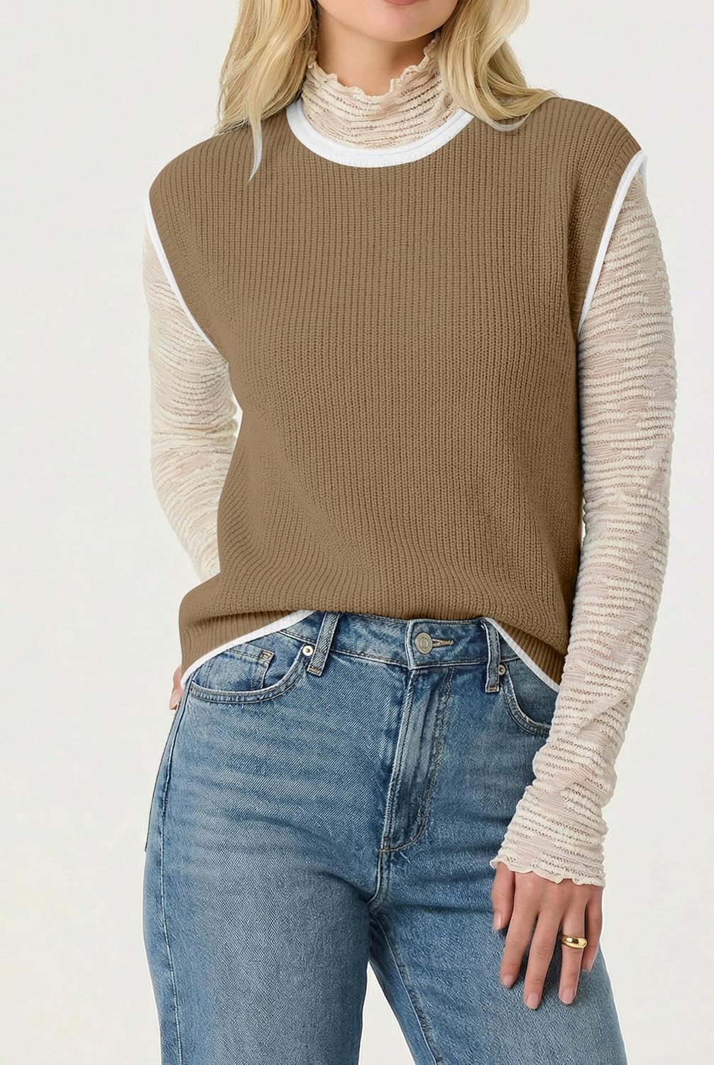 LaGracia Women's Sweater Vest Tops Pullover Tank Top Round Neck Cap Sleeve Lightweight 2026 Spring Summer Outfits - Image 4