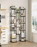 Hzuaneri 10 Tiers Vertical Shoe Rack, Narrow Shoe Tower, Tall Shoes Shelf with 2 Hooks, Adjustable Shelves, Corner Shoes Shelves for Small Spaces, Entryway, Living Room, Black SR11204B