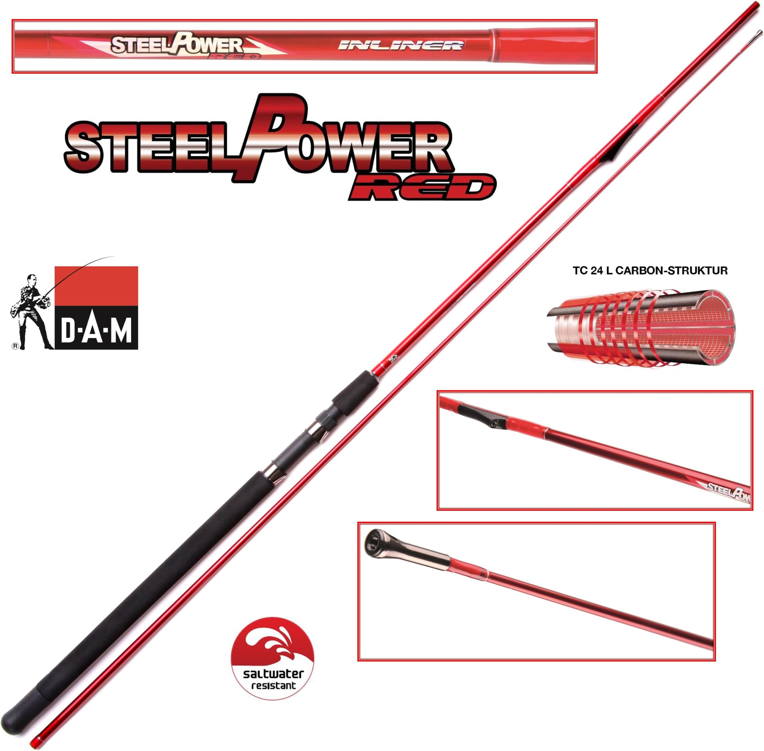 Dam Steelpower Red - Interline-Rod, 7.00 ft, 2 Parts