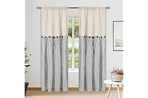 Lace Textured Linen Farmhouse Curtains