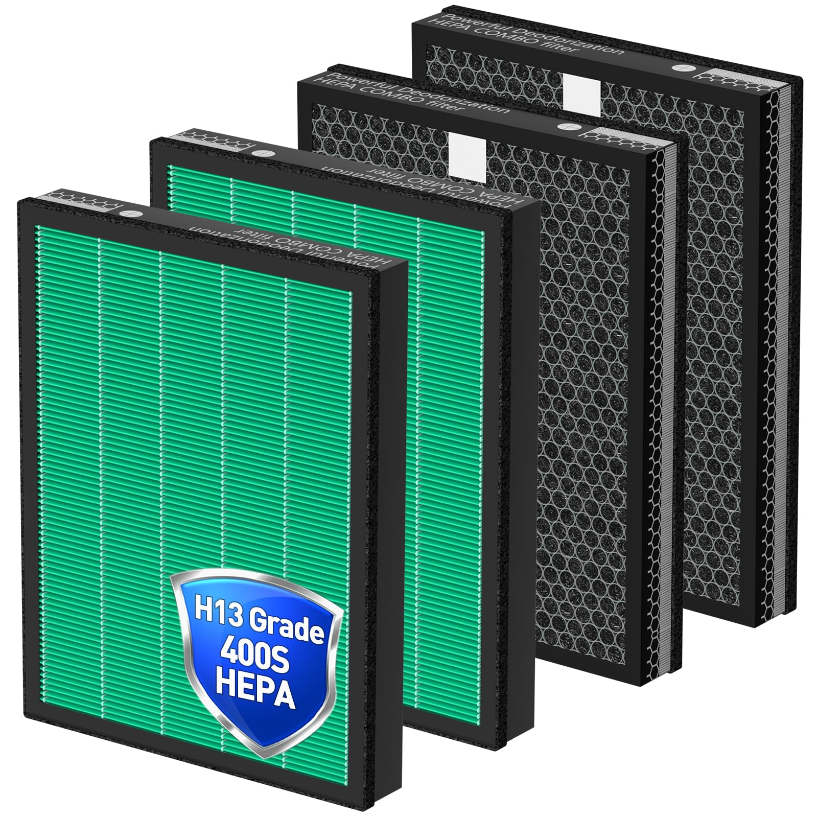 Photo 1 of **FACTORY SEALED** FFsign 400/400S Replacement Filter for Coway Airmega Max2 400 400S 400(G) 400S(G) Air Puri-Fier, 4 Pack Max 2 H13 Green True HEPA & Active Carbon Filter, AP-2015-FP, 2 Set