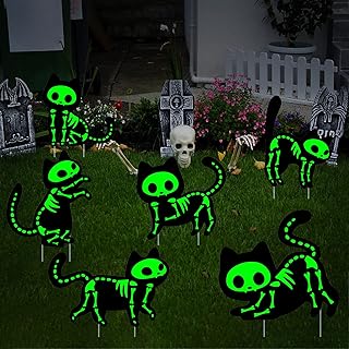 Halloween Decorations Outdoor Yard Sign,6 pack Black Cat Glow in the Dark Outdoor Halloween Decorations ,Halloween Yard Si...