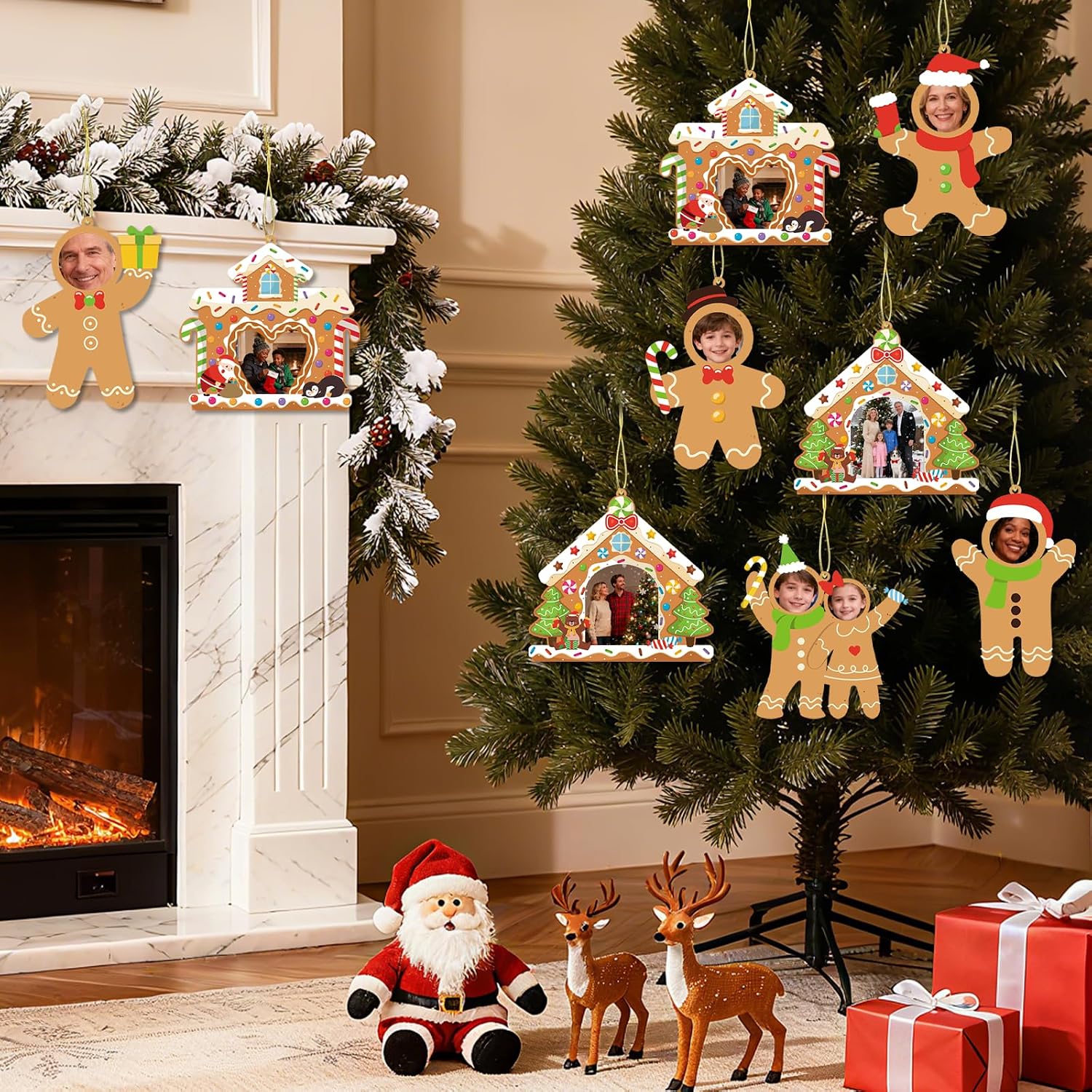 Christmas Craft for Kids,DIY Gingerbread Picture Frame Ornament Kit 28 Pack