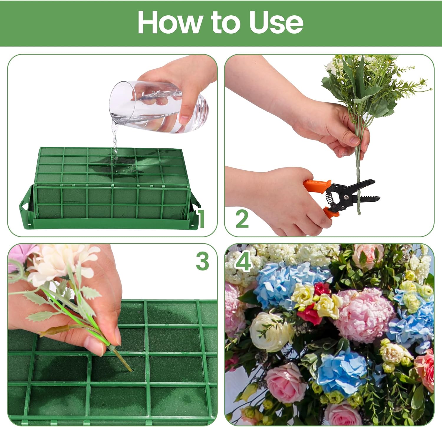Hahood 24 Packs Floral Foam Cage Rectangle Flower Cage Holders with Floral Foam Flower Arrangement Supplies for Fresh Flowers, Home Wedding Decorations, 11.8 x 4.3 x 3.1 Inches