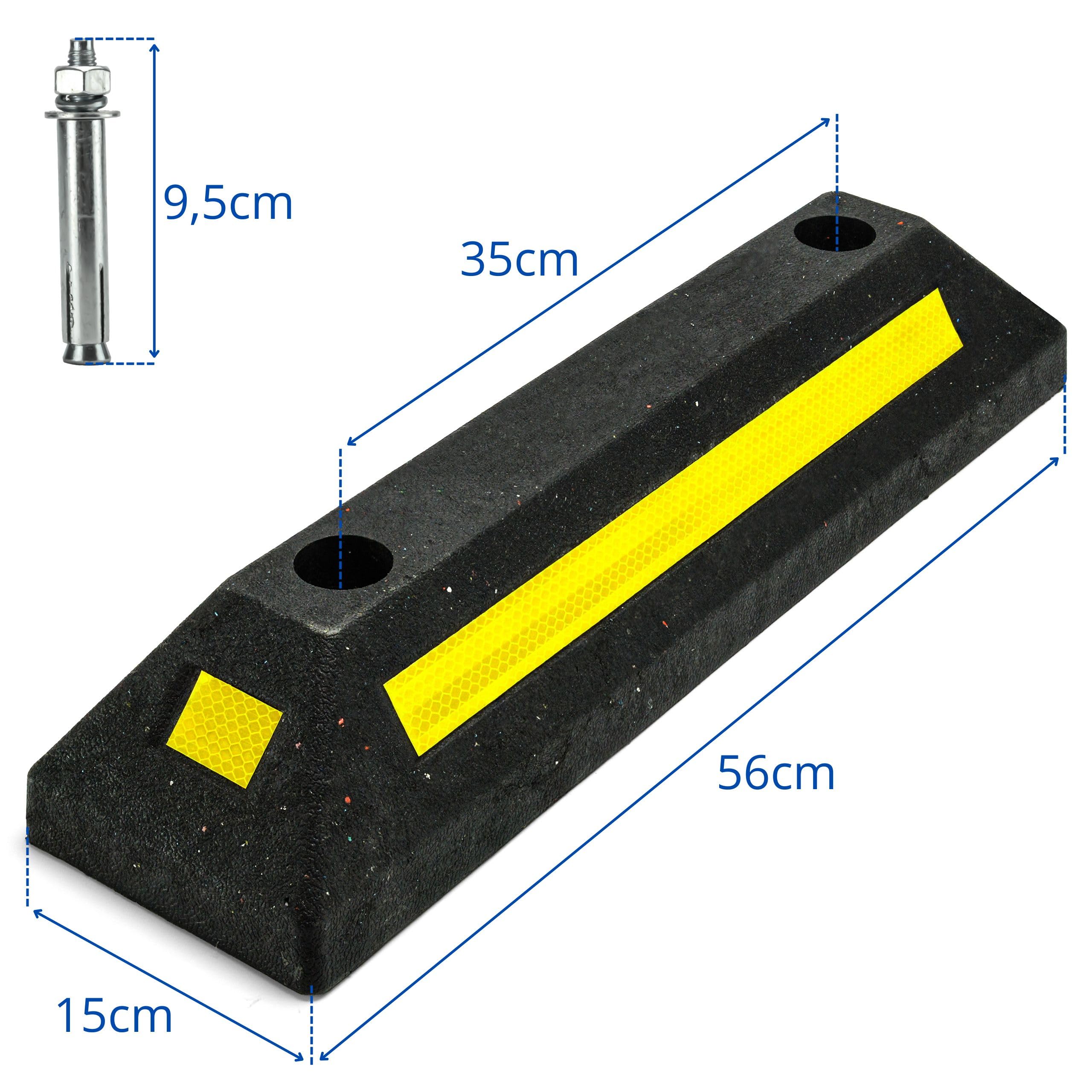 4x Radstopper 56cm aus recyceltem Gummi mit 4 Reflektoren – Umweltfreundliche Parkplatzbegrenzung für PKW, SUV & Transporter – Robuste Parkhilfe für Garage, Stellplatz & Außenbereich (4x Stück)