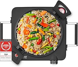 TZS First Austria Hob with Handles, Infrared Ceramic 1500W, Electric Hob with Fireplace Diameter 22 cm, 5 Temperature Levels, Hob, Camping