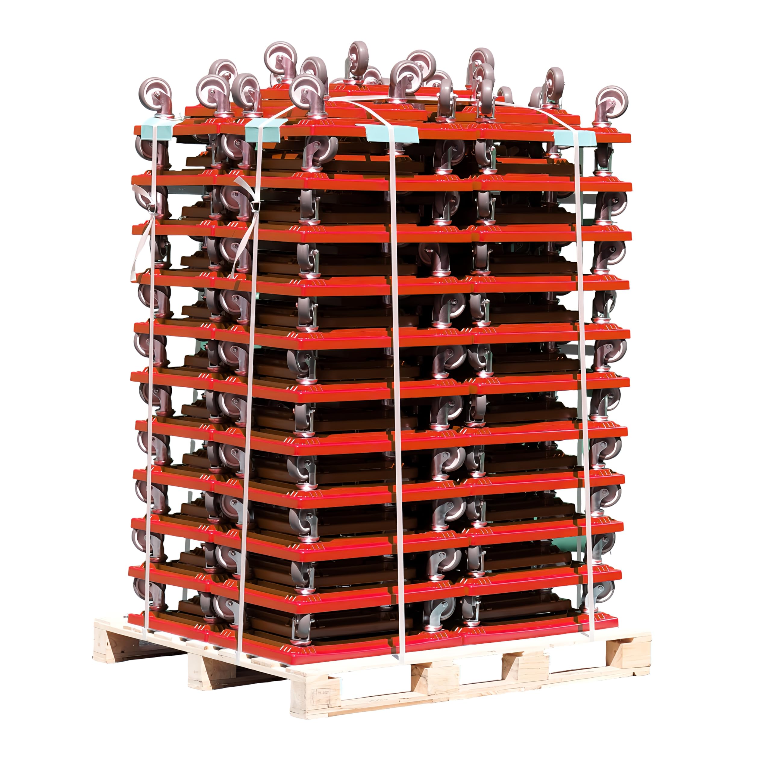 Palette Transportroller für Kisten 60 x 40 cm mit 4 Lenkrollen - 77 Stück in rot