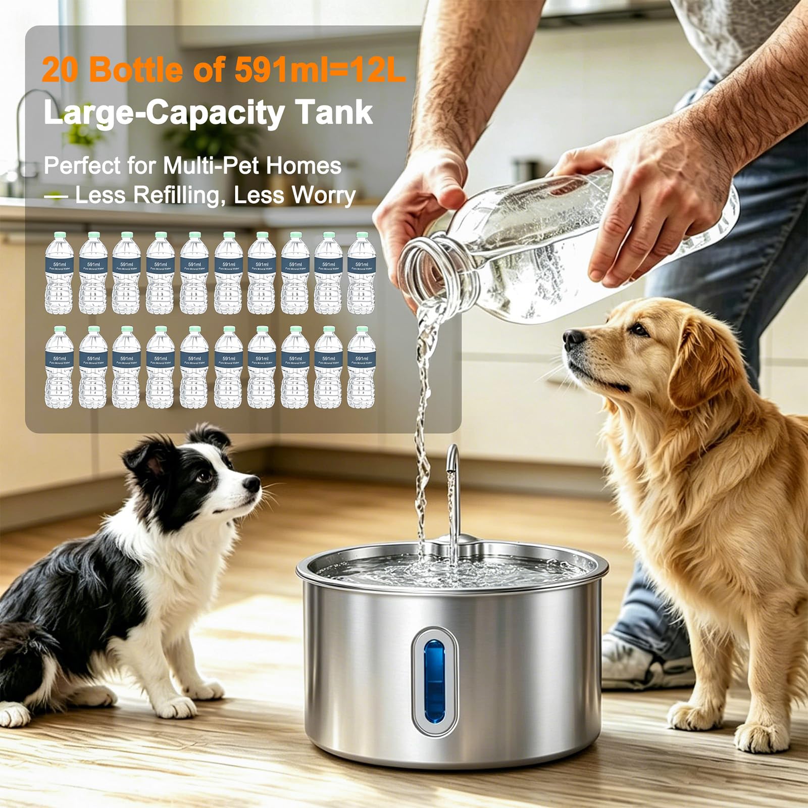 Fontana di acqua del cane dell'acciaio inossidabile 12L con la