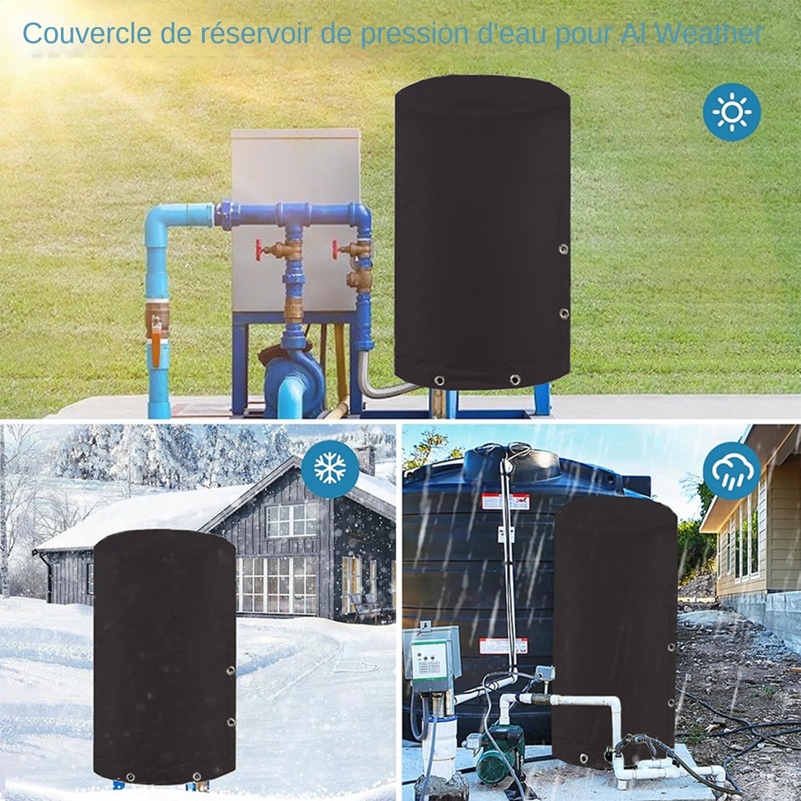 Cubierta Para Tanque De Presión De Pozo Protección Contra Heladas Y Escudo | Cubierta con Aislamiento 5 Capas para Tanque Acuático Tejido Oxford 600D Resistente Impermeable Ex