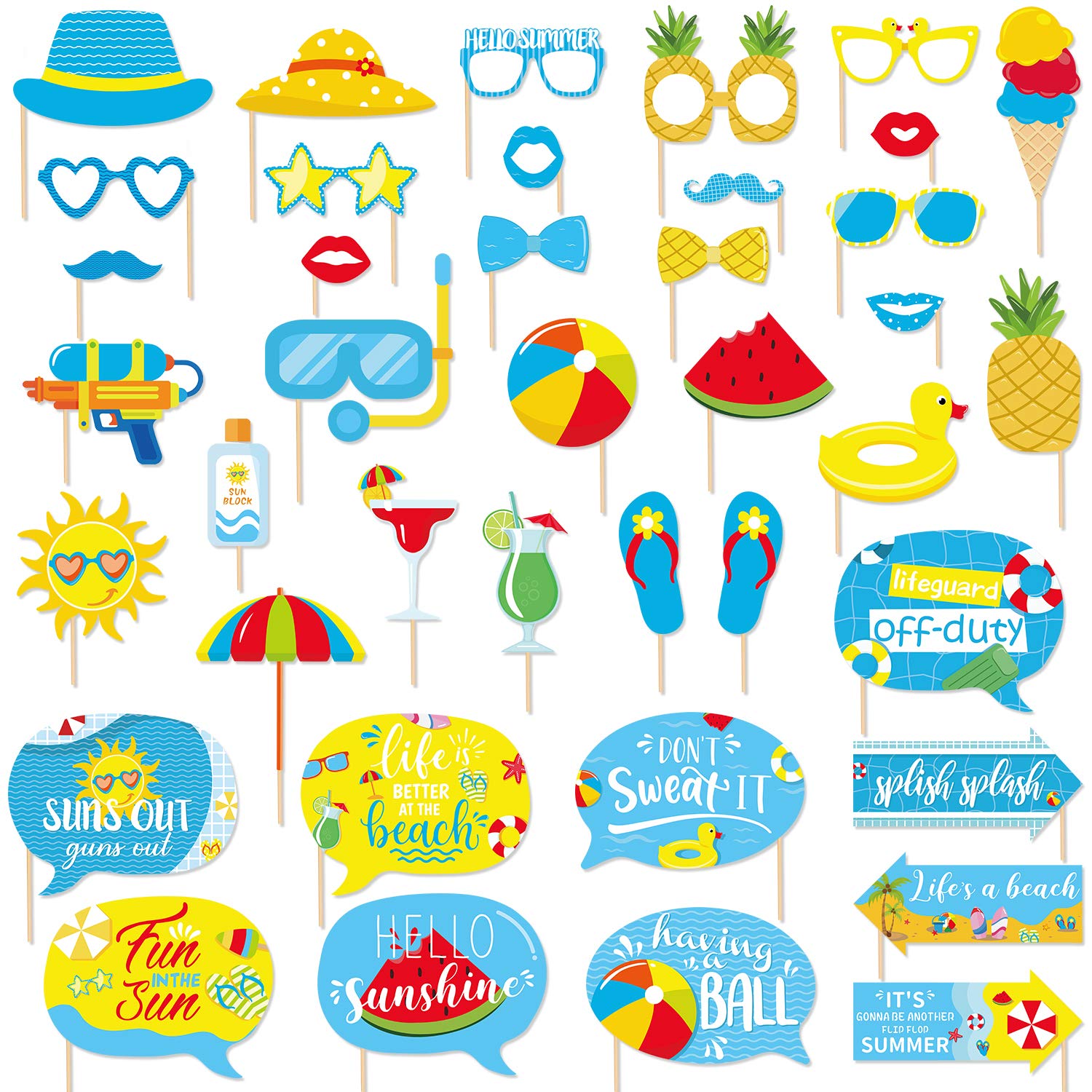 Buy Pool Party Photo Booth Props Kit for Swimming Party Decorations