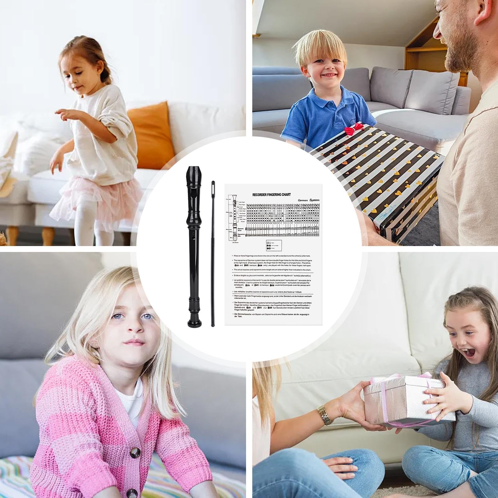 Flauto dolce soprano per bambini, strumento per principianti | Flauto dolce per principianti in chiave Sol con 8 fori | Strumento clarinetto leggero e resistente all'umidità, registratore portatile pe